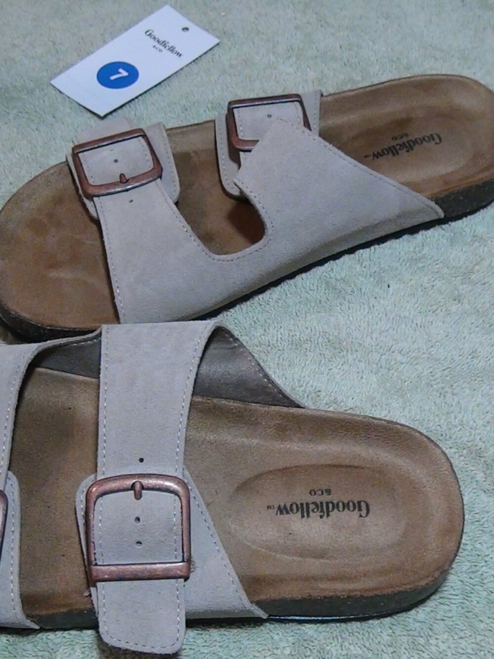 Sandals Men Saul Suede Two Band Buckles Sandals Goodfellow Size 7 Taupe